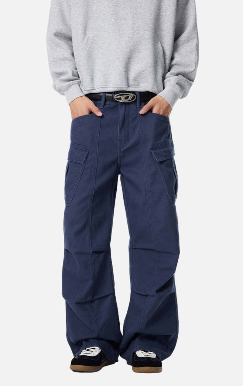 Western Style Classic Leg Pintuck Utility Denim