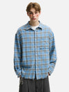 Crimson Check Fringe-Hem Cotton Shirt