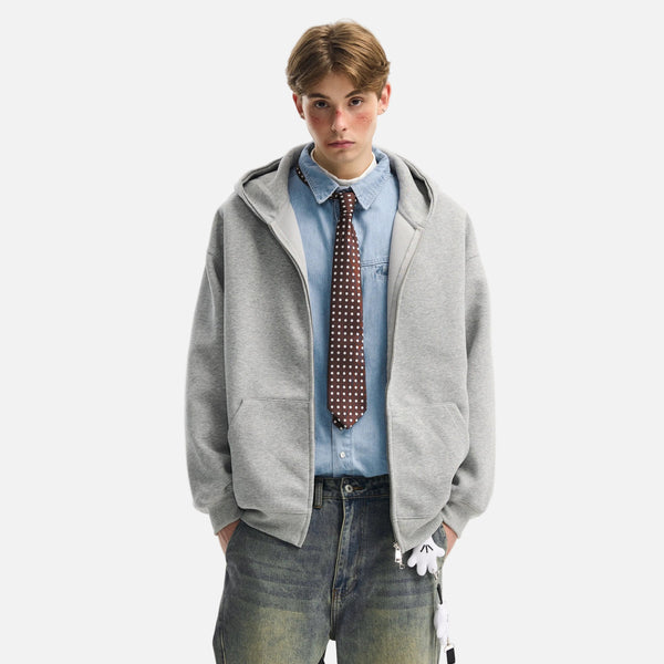 Solid Heavy Double Zip Hood