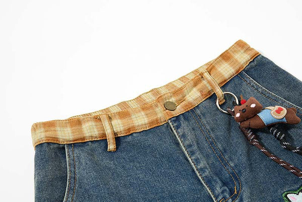 Colorful Bell-Leg Utility Denim Trousers alternatif görünüm