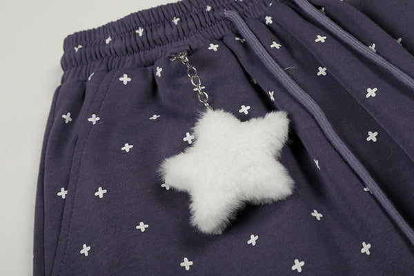 Vintage Wide Leg Yıldız Baskılı Jogger alternatif görünüm