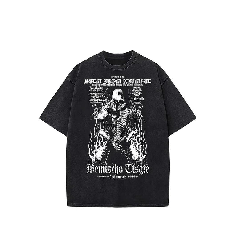 Shadow-Print Artwork Big-Silhouette T-Shirt