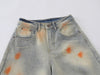Faded Paint-Splatter Bell-Leg Denim