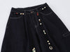 Indigo Beaded Bell-Leg Denim Trousers
