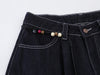 Indigo Beaded Bell-Leg Denim Trousers