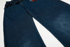 Ruffled Waist Bell-Leg Denim