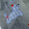 Cartoon Stitched Wide Leg Denim Shorts
