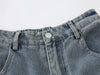 Cartoon Stitched Wide Leg Denim Shorts