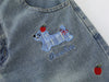 Wide Leg Karikatür Baskılı Jean Şort, arka görünüm — Navra Wear