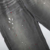 Faded Charcoal Paint-Splatter Bell-Leg Denim