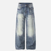 DAXUEN Distressed high-waisted wide-leg jeans in medium blue denim