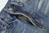 Yıkanmış Yırtık Detaylı Yüksek Bel İspanyol Paça Jean Pantolon, detay görünüm — Navra Wear