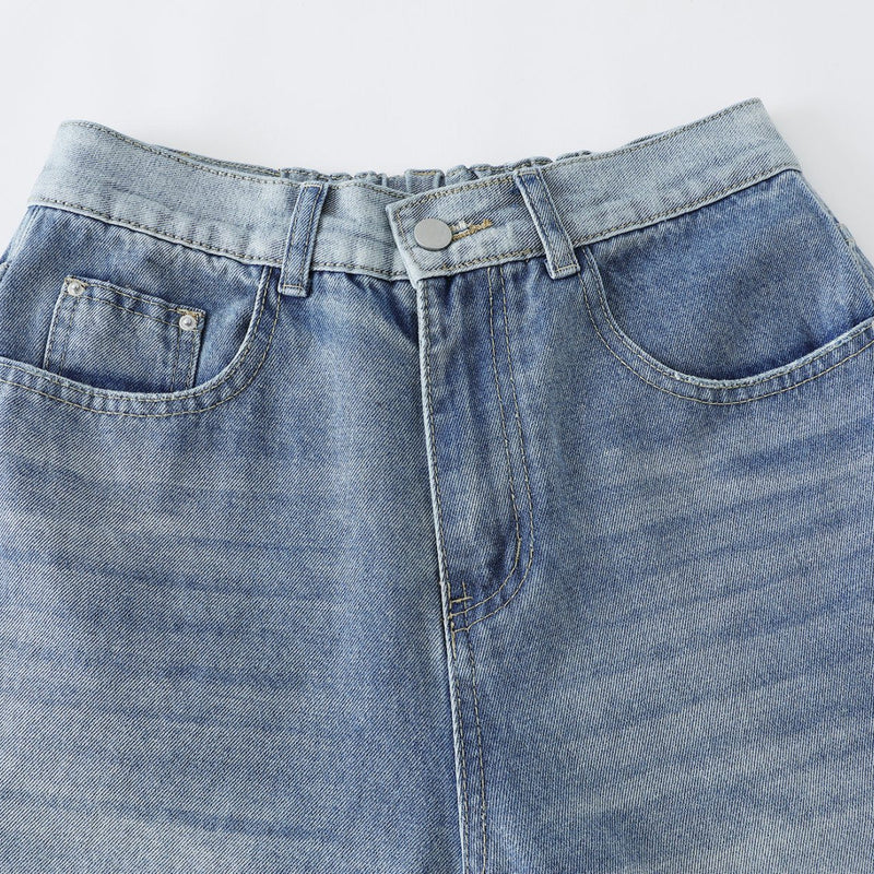 Faded Light Blue Bell-Leg Denim