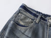 Vintage Yıkanmış Yırtık Detaylı İspanyol Paça Jean Pantolon, yakın çekim — Navra Wear