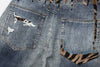 Yıkanmış Yırtık Detaylı İspanyol Paça Jean Pantolon, yan görünüm — Navra Wear