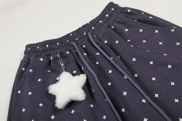 Wide Leg Gotik Baskılı Jogger alternatif görünüm