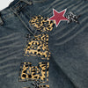 Wild Print Bell-Leg Denim