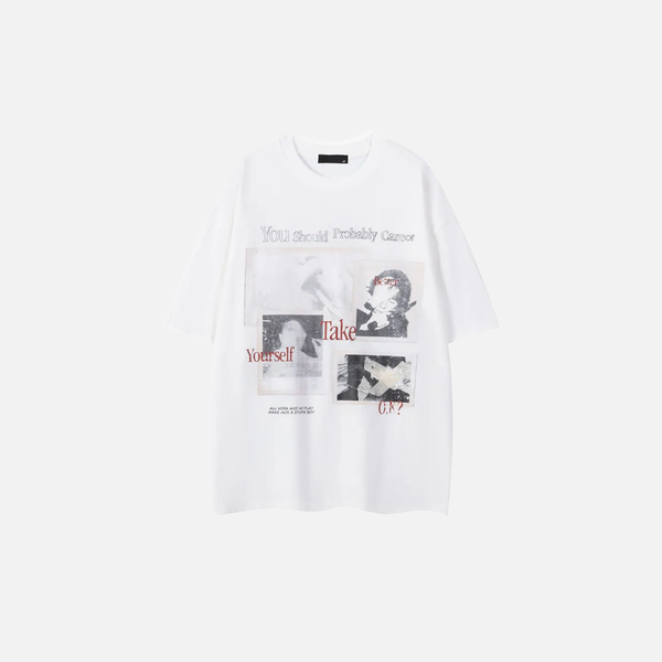 Cozy City-Block Artwork Patterned Hip Hop T-Shirt alternatif görünüm