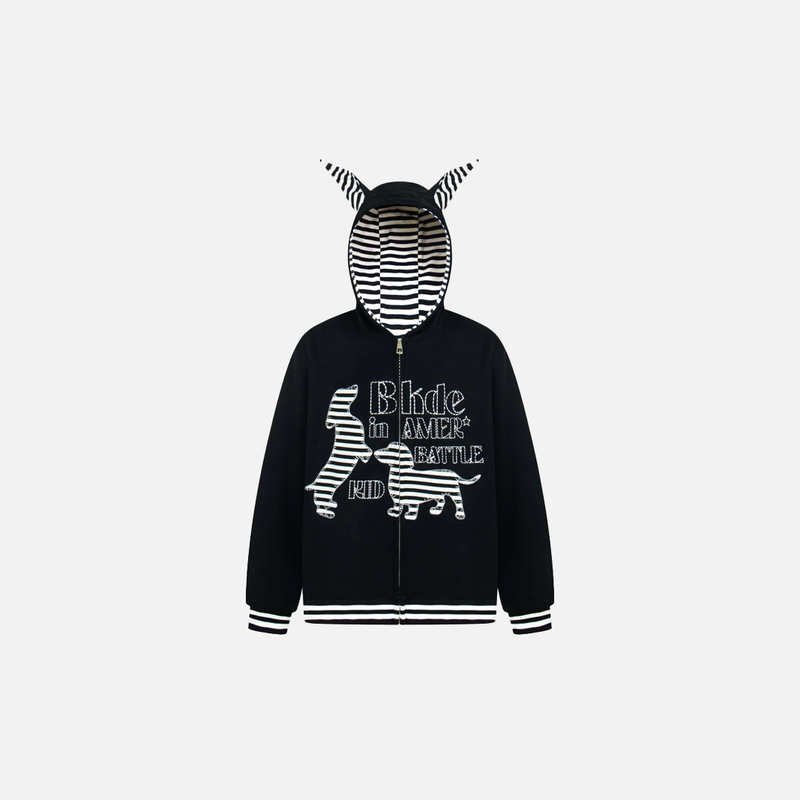 Fall Pup Stitch Hood Sweatshirt