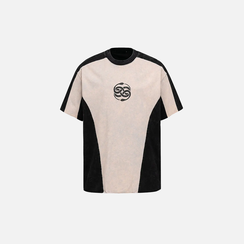 Snake Illustrated Collage-Cut Pit-Crew Cotton T-Shirt