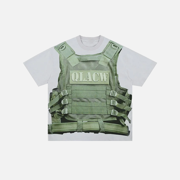 Urban-Edge High-Street Vest Stamped T-Shirt alternatif görünüm
