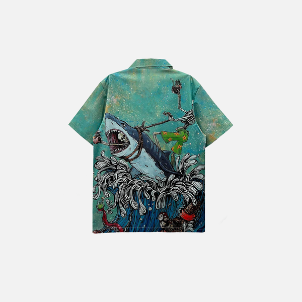 Great White Aloha Hawaiian Print Top alternatif görünüm