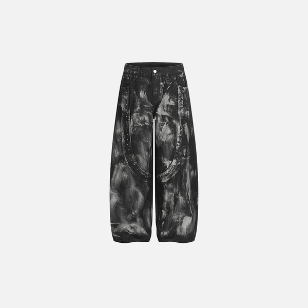 Metro Stud Mosaic Black Bell Leg Denim
