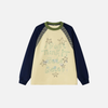 Fashionable Block-Style Graffiti Five-Point Print Long Sleeve T-Shirt