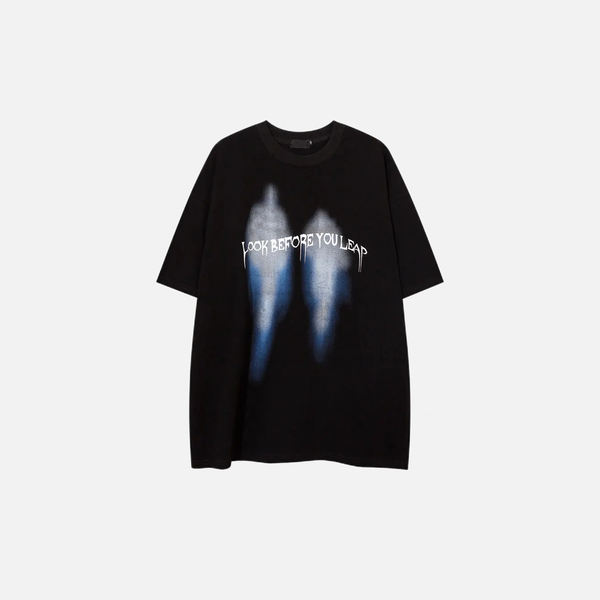 Print Relaxed-Cut Shadow Patterned Counter-Culture T-Shirt