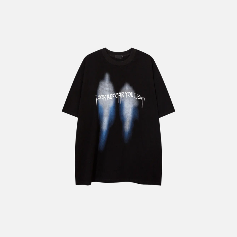 Print Relaxed-Cut Shadow Patterned Counter-Culture T-Shirt