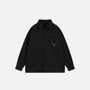 Chain-Trim Black Oversized Shirt