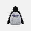 Front view of the grey Retro Athletic Dreamer Hoodie in a gray background