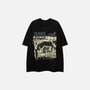 Front view of the black Graffiti Riot Urban Chaos T-shirt in a gray background