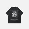 Front view of the black Vintage Graphic Mirror T-shirt  in a gray background