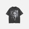 Front view of the black Ethereal Scream Graphic T-shirt in a gray background