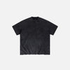 Front view of the black Retro Side Slit Washed T-Shirt in a gray background 