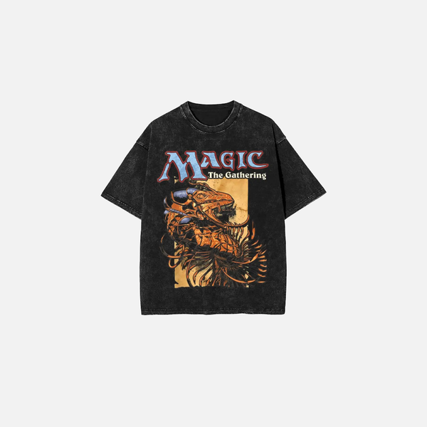 Aged Acid-Rinsed Monster Desk Cotton T-Shirt alternatif görünüm