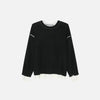 Front view of the black Long-Sleeve Crew Neck Sweatshirt in a gray background