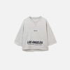 Oversize Letter Sleave Long Gray T-Shirt