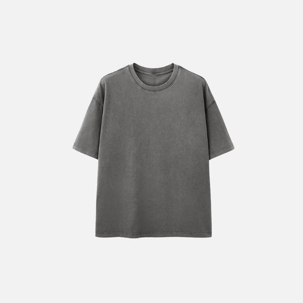 Crew Neck Block-Color Color Drop-Shoulder T-Shirt