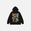 Front view of the black Urban Graffiti Monstar Hoodie in a gray background