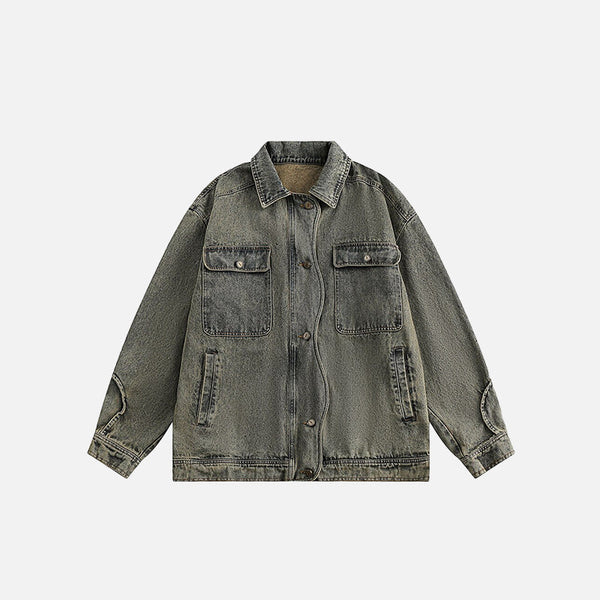 Faded Distressed Denim Jacket