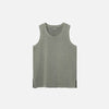 Front view of the grey green Side Slit Unisex Sleeveless T-shirt in a gray background 