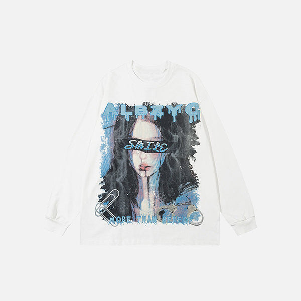 Blindfold Cartoon Boxy Sweatshirt alternatif görünüm