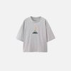Sharp-Cut Gray Heat-Wave Print Cotton T-Shirt