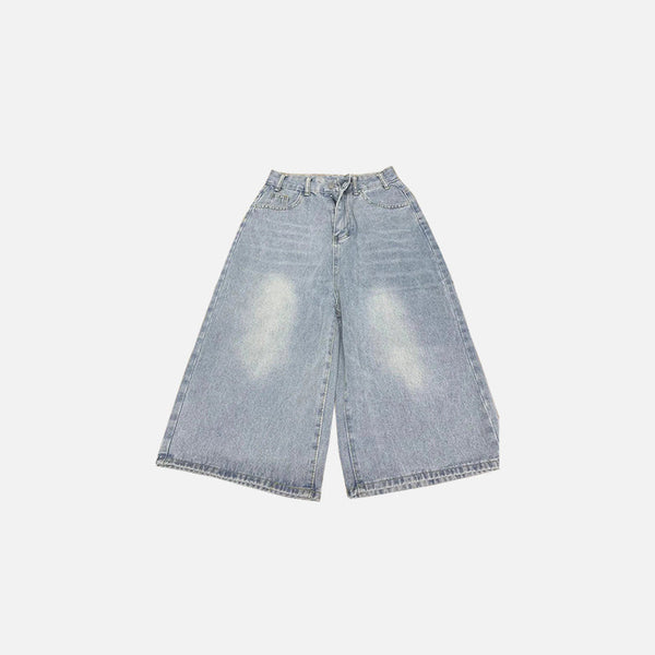 2000s Wide Leg Denim Shorts alternatif görünüm