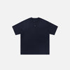 Front view of the navy blue Oversized Solid Color T-shirt in a gray background