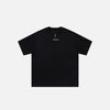 Front view of the black Zipper Loose Oversized T-shirt in a gray background 