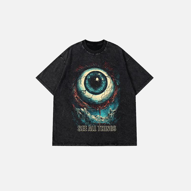 Archive Acid-Rinsed Black Big Eyeball T-Shirt
