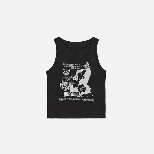 Digital-Age Designed Print Rebel-Cut Tank Top alternatif görünüm